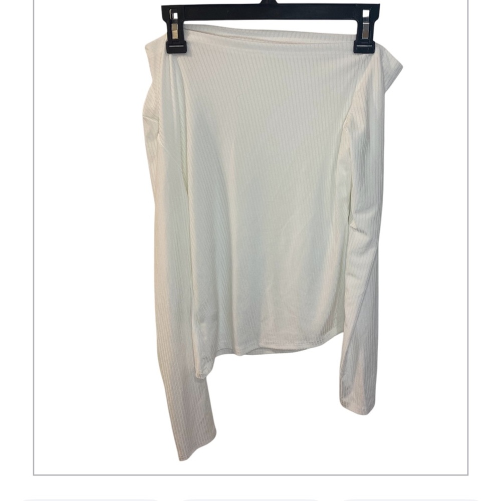 SHEIN White Ribbed Long Sleeve Top